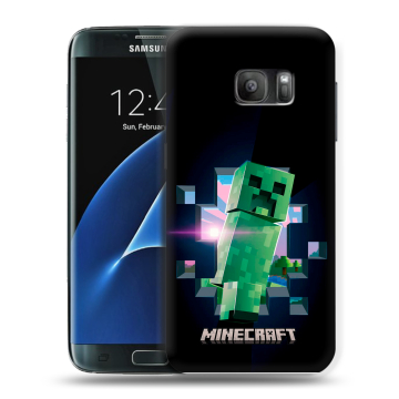 Силиконовый противоударный чехол на Samsung Galaxy S7 с принтом Майнкрафт Minecraft