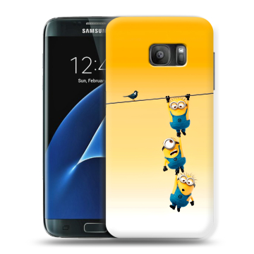 Силиконовый противоударный чехол на Samsung Galaxy S7 с принтом Миньоны