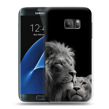 Силиконовый противоударный чехол на Samsung Galaxy S7 с принтом Лев кошки Силиконовый противоударный чехол на Samsung Galaxy S7 с принтом Лев кошки