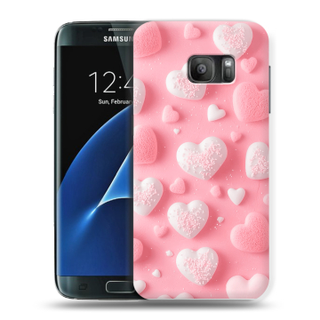 Силиконовый противоударный чехол на Samsung Galaxy S7 с принтом Сердечки