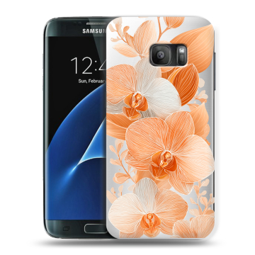 Силиконовый противоударный чехол на Samsung Galaxy S7 с принтом Бежевые цветы Силиконовый противоударный чехол на Samsung Galaxy S7 с принтом Бежевые цветы