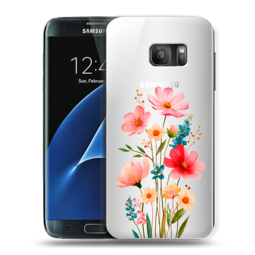 Силиконовый противоударный чехол на Samsung Galaxy S7 с принтом Цветы Силиконовый противоударный чехол на Samsung Galaxy S7 с принтом Цветы