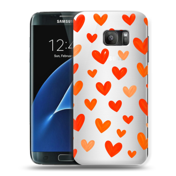 Силиконовый противоударный чехол на Samsung Galaxy S7 с принтом Сердечки Силиконовый противоударный чехол на Samsung Galaxy S7 с принтом Сердечки