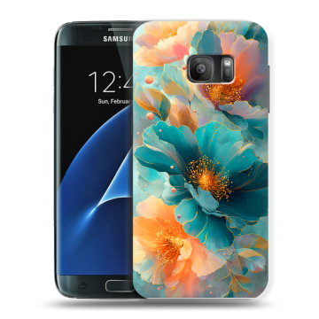 Силиконовый противоударный чехол на Samsung Galaxy S7 с принтом Цветы Силиконовый противоударный чехол на Samsung Galaxy S7 с принтом Цветы