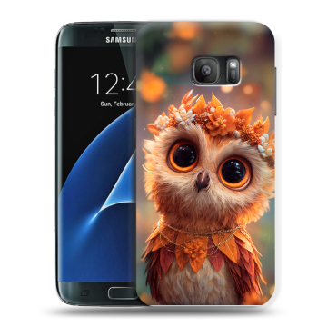 Силиконовый противоударный чехол на Samsung Galaxy S7 с принтом Милая сова Силиконовый противоударный чехол на Samsung Galaxy S7 с принтом Милая сова