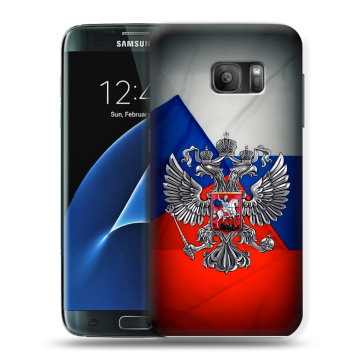 Силиконовый противоударный чехол на Samsung Galaxy S7 с принтом Флаг России
