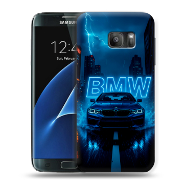 Силиконовый противоударный чехол на Samsung Galaxy S7 с принтом BMW БМВ