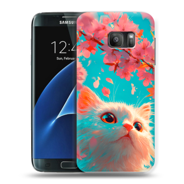 Силиконовый противоударный чехол на Samsung Galaxy S7 с принтом Красивый кот Силиконовый противоударный чехол на Samsung Galaxy S7 с принтом Красивый кот
