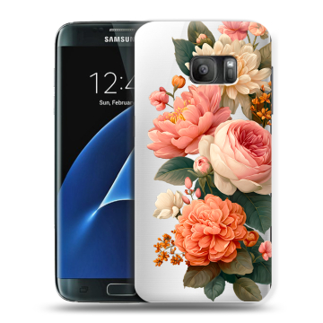 Силиконовый противоударный чехол на Samsung Galaxy S7 с принтом цветы Силиконовый противоударный чехол на Samsung Galaxy S7 с принтом цветы