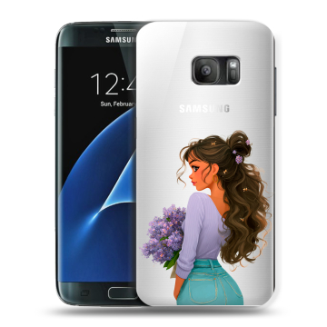 Силиконовый противоударный чехол на Samsung Galaxy S7 с принтом девушка цветы Силиконовый противоударный чехол на Samsung Galaxy S7 с принтом девушка цветы