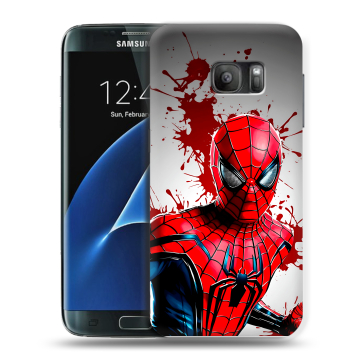 Силиконовый противоударный чехол на Samsung Galaxy S7 с принтом Spiderman Человек паук Силиконовый противоударный чехол на Samsung Galaxy S7 с принтом Spiderman Человек паук