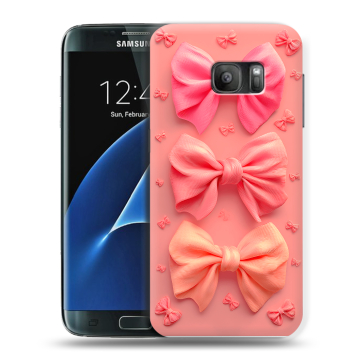 Силиконовый противоударный чехол на Samsung Galaxy S7 с принтом Розовые бантики Силиконовый противоударный чехол на Samsung Galaxy S7 с принтом Розовые бантики