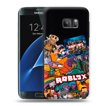 Силиконовый противоударный чехол на Samsung Galaxy S7 с принтом Roblox Роблокс