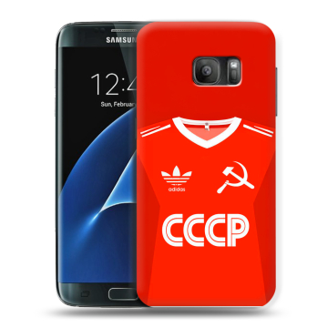 Силиконовый противоударный чехол на Samsung Galaxy S7 с принтом Флаг Герб СССР Силиконовый противоударный чехол на Samsung Galaxy S7 с принтом Флаг Герб СССР