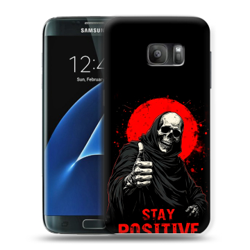 Силиконовый противоударный чехол на Samsung Galaxy S7 с принтом смешной скелет Силиконовый противоударный чехол на Samsung Galaxy S7 с принтом смешной скелет