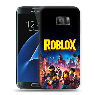 Силиконовый противоударный чехол на Samsung Galaxy S7 с принтом Roblox Роблокс