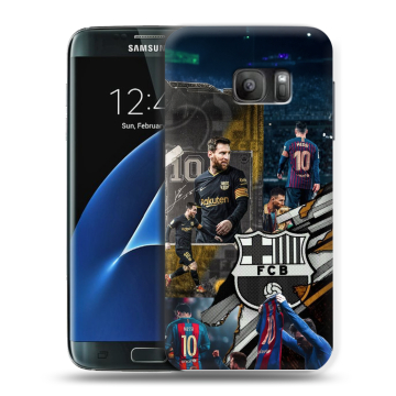 Силиконовый противоударный чехол на Samsung Galaxy S7 с принтом Messi Barcelona