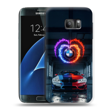 Силиконовый противоударный чехол на Samsung Galaxy S7 с принтом BMW БМВ