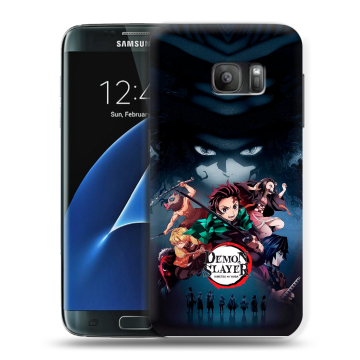 Силиконовый противоударный чехол на Samsung Galaxy S7 с принтом Demon Slayer Клинок рассекающий демонов Силиконовый противоударный чехол на Samsung Galaxy S7 с принтом Demon Slayer Клинок рассекающий демонов