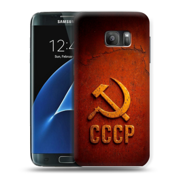 Силиконовый противоударный чехол на Samsung Galaxy S7 с принтом Флаг Герб СССР