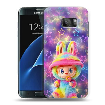 Силиконовый противоударный чехол на Samsung Galaxy S7 с принтом Labubu Лабубу