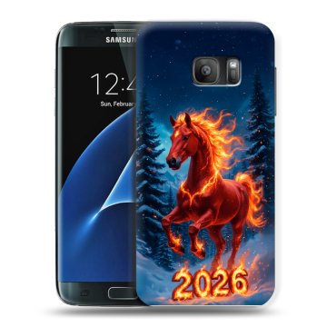 Силиконовый противоударный чехол на Samsung Galaxy S7 с принтом Новый год коня Силиконовый противоударный чехол на Samsung Galaxy S7 с принтом Новый год коня