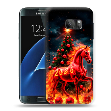 Силиконовый противоударный чехол на Samsung Galaxy S7 с принтом Новый год Силиконовый противоударный чехол на Samsung Galaxy S7 с принтом Новый год