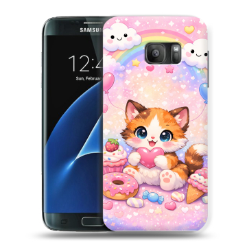 Силиконовый противоударный чехол на Samsung Galaxy S7 с принтом для девочек