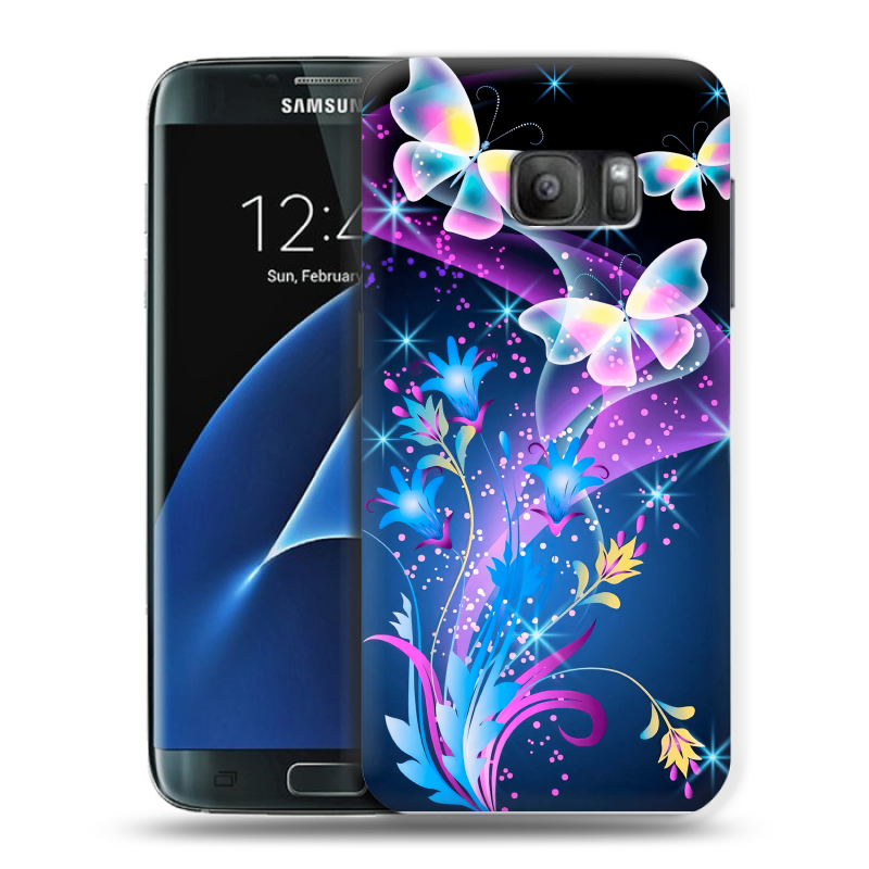 Силиконовый противоударный чехол на Samsung Galaxy S7 с принтом Бабочки Силиконовый противоударный чехол на Samsung Galaxy S7 с принтом Бабочки
