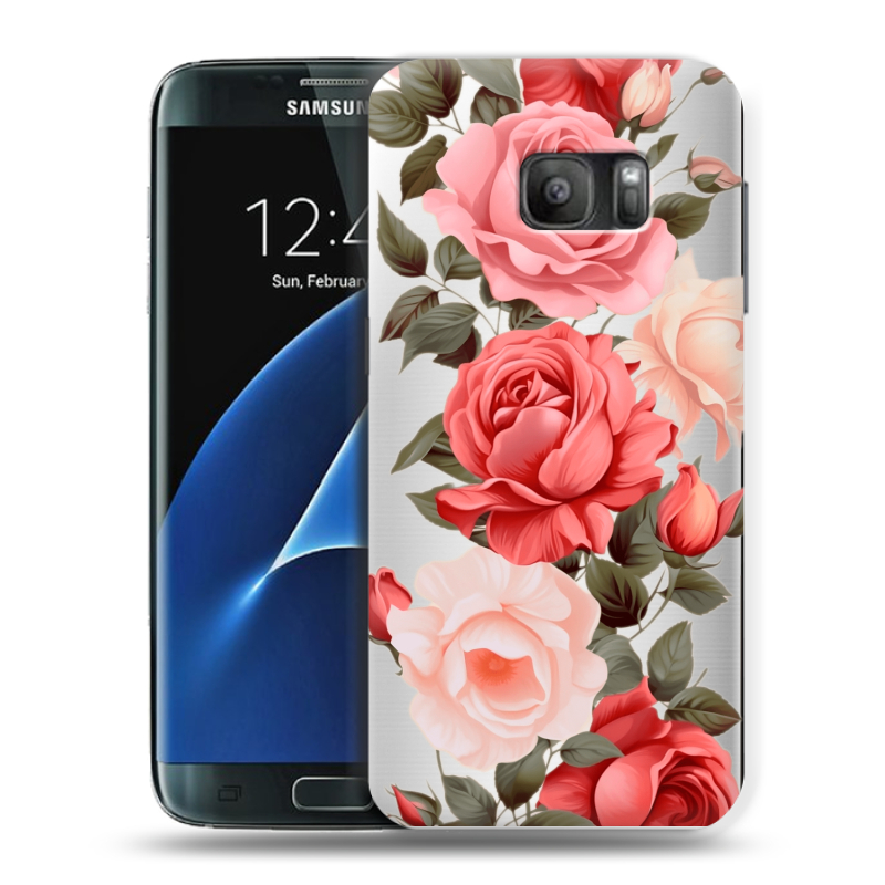 Силиконовый противоударный чехол на Samsung Galaxy S7 с принтом Розы Силиконовый противоударный чехол на Samsung Galaxy S7 с принтом Розы