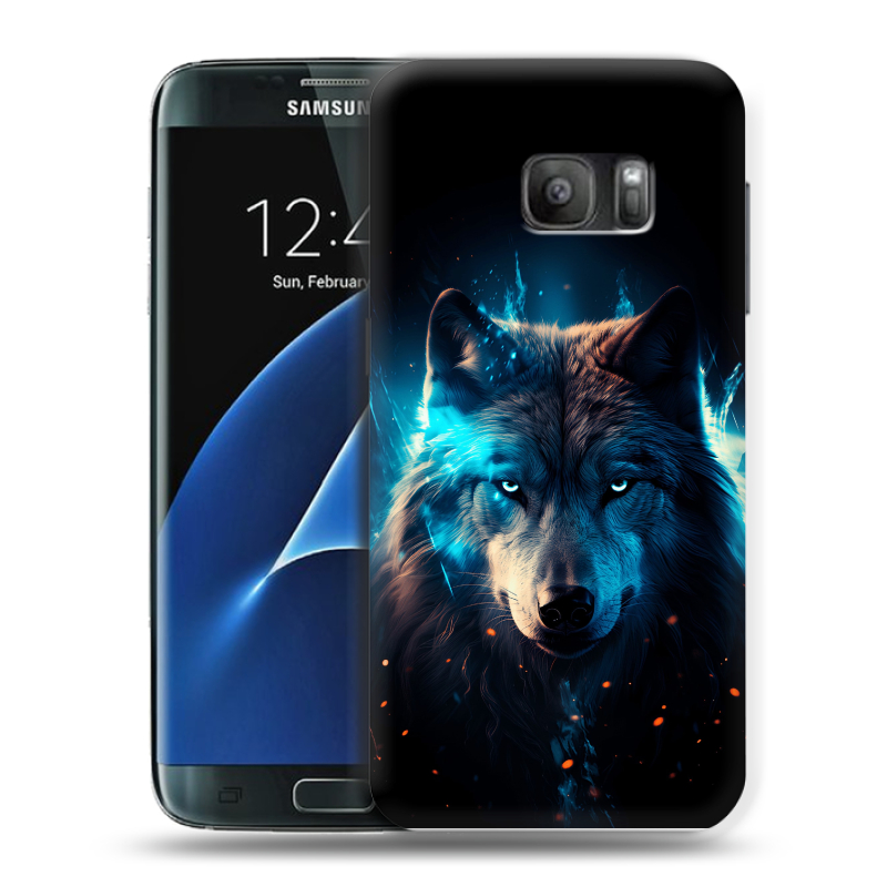 Силиконовый противоударный чехол на Samsung Galaxy S7 с принтом Волк ночной Силиконовый противоударный чехол на Samsung Galaxy S7 с принтом Волк ночной