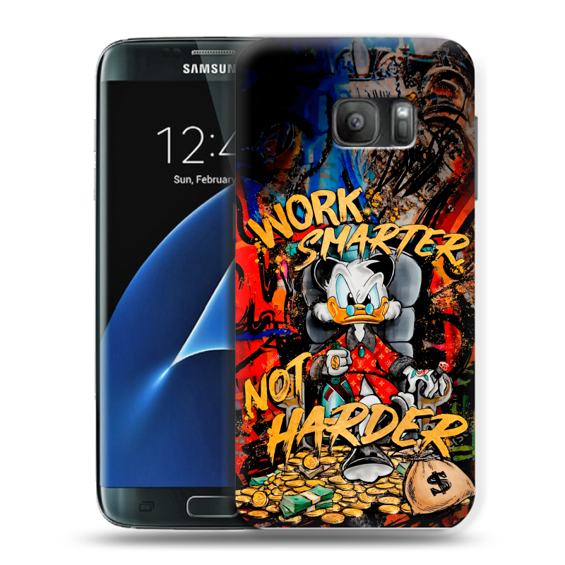 Силиконовый противоударный чехол на Samsung Galaxy S7 с принтом Дональд Дак Деньги Силиконовый противоударный чехол на Samsung Galaxy S7 с принтом Дональд Дак Деньги