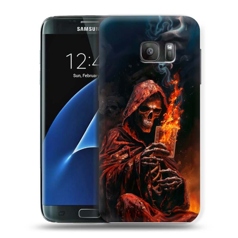 Силиконовый противоударный чехол на Samsung Galaxy S7 с принтом Скелет и карты Силиконовый противоударный чехол на Samsung Galaxy S7 с принтом Скелет и карты
