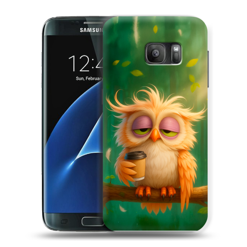 Силиконовый противоударный чехол на Samsung Galaxy S7 с принтом сова Силиконовый противоударный чехол на Samsung Galaxy S7 с принтом сова