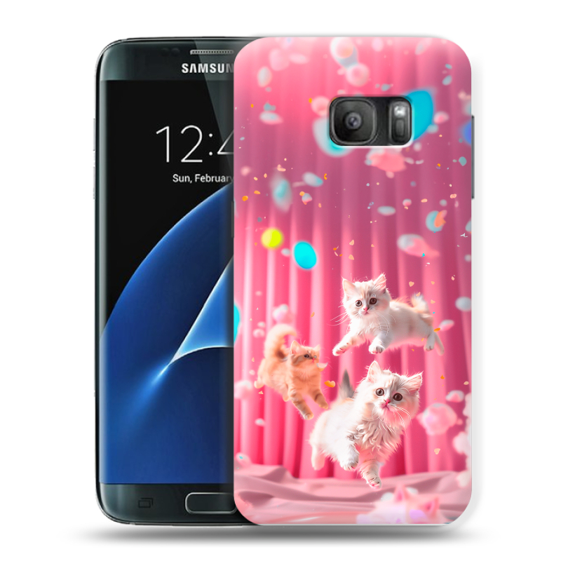 Силиконовый противоударный чехол на Samsung Galaxy S7 с принтом милые котики Силиконовый противоударный чехол на Samsung Galaxy S7 с принтом милые котики