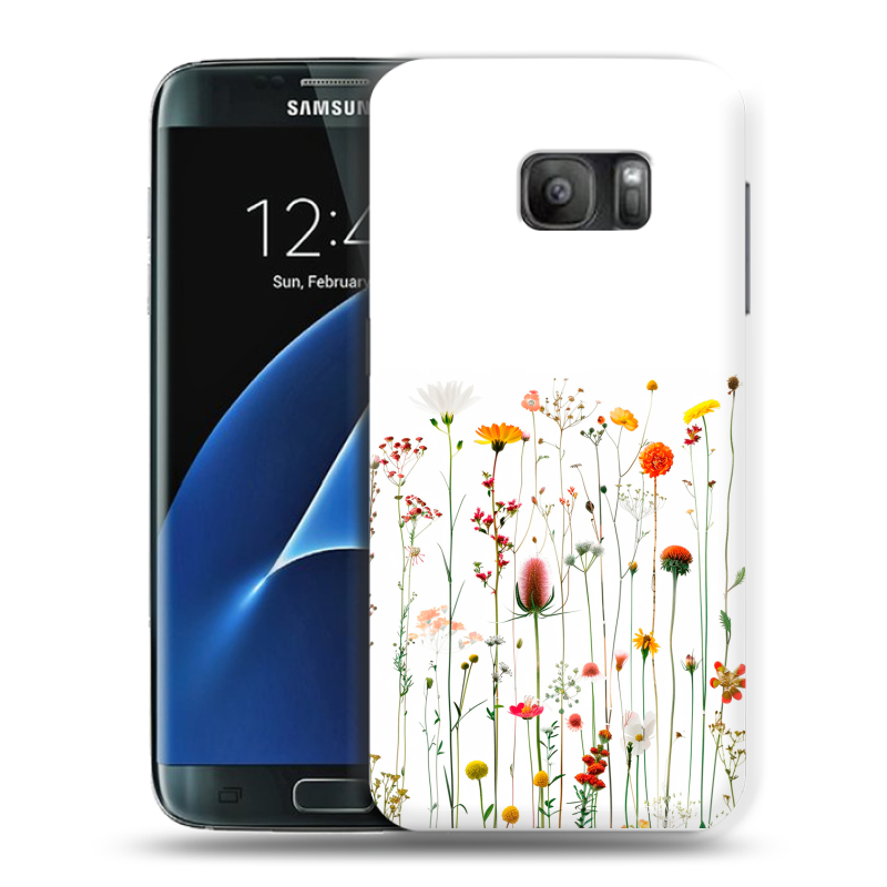 Силиконовый противоударный чехол на Samsung Galaxy S7 с принтом цветы Силиконовый противоударный чехол на Samsung Galaxy S7 с принтом цветы