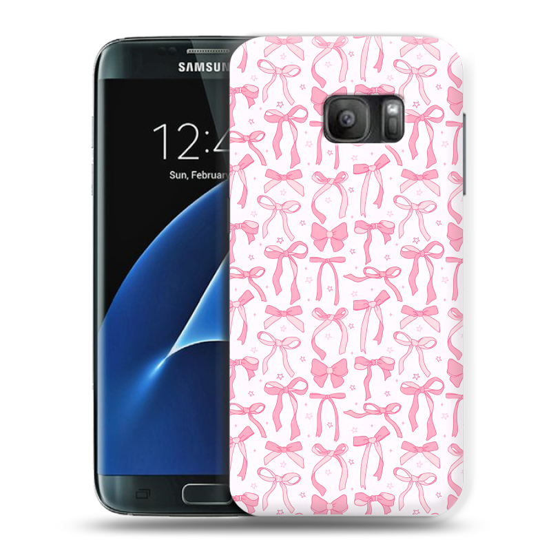 Силиконовый противоударный чехол на Samsung Galaxy S7 с принтом Розовые бантики Силиконовый противоударный чехол на Samsung Galaxy S7 с принтом Розовые бантики