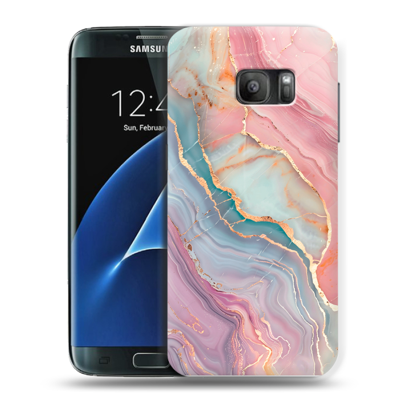 Силиконовый противоударный чехол на Samsung Galaxy S7 с принтом розовый мрамор Силиконовый противоударный чехол на Samsung Galaxy S7 с принтом розовый мрамор
