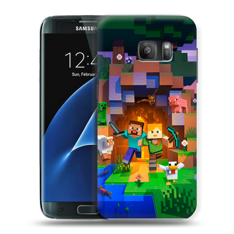 Силиконовый противоударный чехол на Samsung Galaxy S7 с принтом Майнкрафт Minecraft Силиконовый противоударный чехол на Samsung Galaxy S7 с принтом Майнкрафт Minecraft