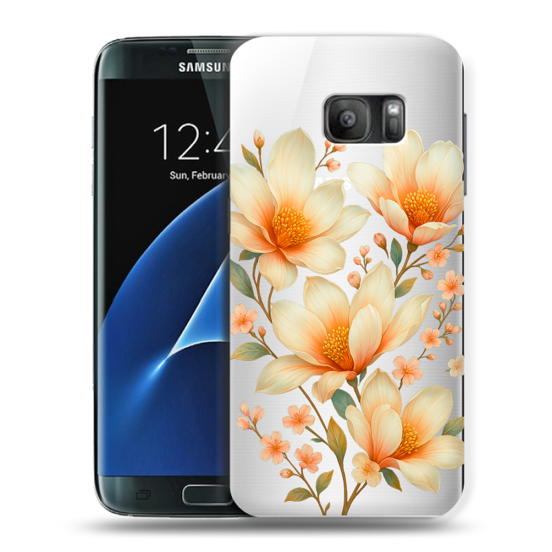 Силиконовый противоударный чехол на Samsung Galaxy S7 с принтом Цветы Силиконовый противоударный чехол на Samsung Galaxy S7 с принтом Цветы