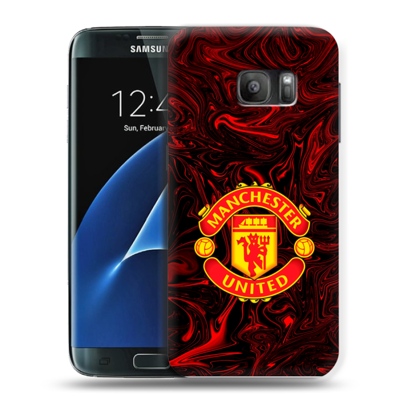 Силиконовый противоударный чехол на Samsung Galaxy S7 с принтом Manchester United Силиконовый противоударный чехол на Samsung Galaxy S7 с принтом Manchester United