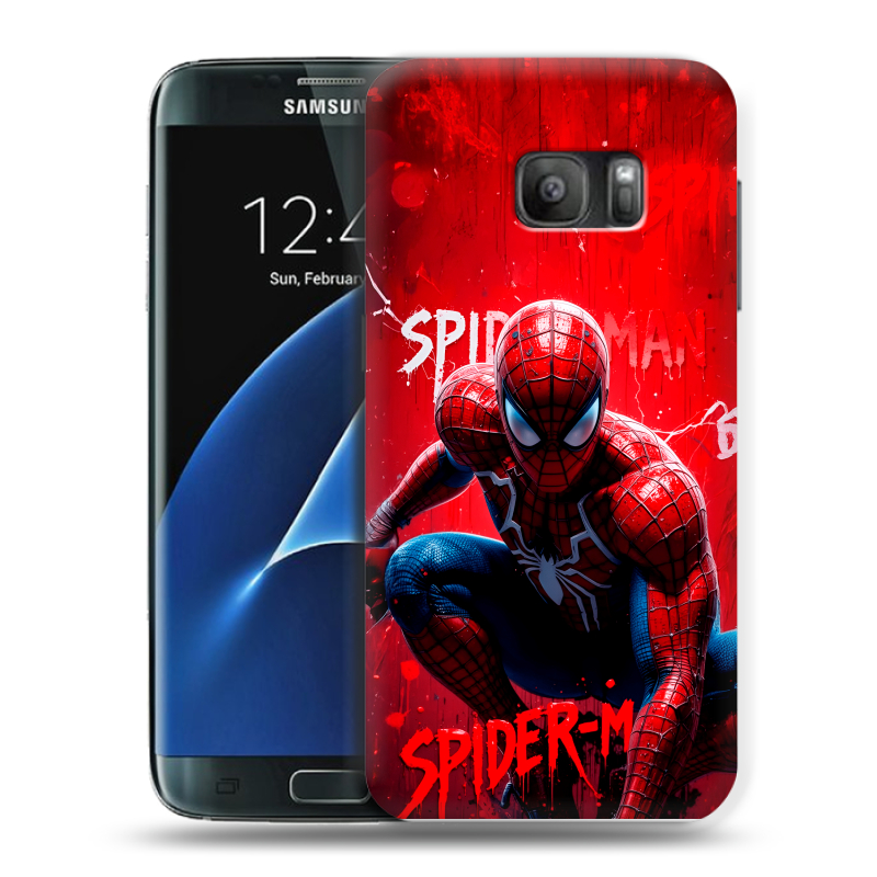 Силиконовый противоударный чехол на Samsung Galaxy S7 с принтом Spiderman Человек паук Силиконовый противоударный чехол на Samsung Galaxy S7 с принтом Spiderman Человек паук