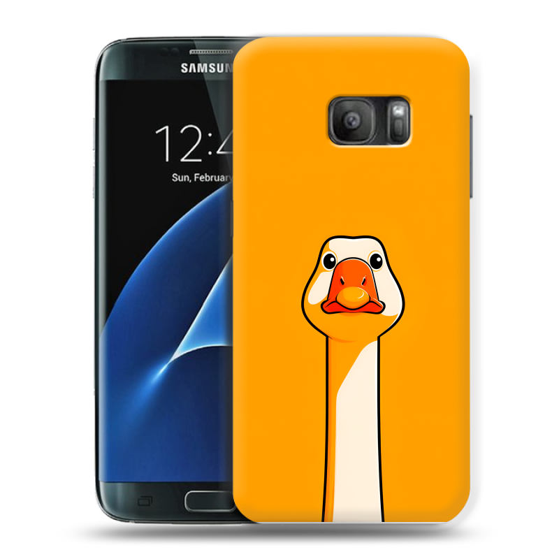Силиконовый противоударный чехол на Samsung Galaxy S7 с принтом Смешная утка Силиконовый противоударный чехол на Samsung Galaxy S7 с принтом Смешная утка