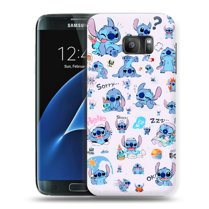 Силиконовый противоударный чехол на Samsung Galaxy S7 с принтом Лило и Стич Силиконовый противоударный чехол на Samsung Galaxy S7 с принтом Лило и Стич