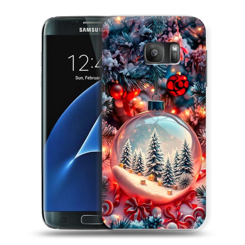 Силиконовый противоударный чехол на Samsung Galaxy S7 с принтом Новый год Силиконовый противоударный чехол на Samsung Galaxy S7 с принтом Новый год