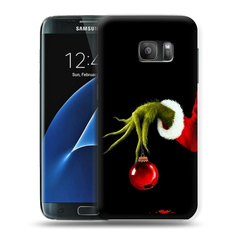 Силиконовый противоударный чехол на Samsung Galaxy S7 с принтом Новый год Гринч Силиконовый противоударный чехол на Samsung Galaxy S7 с принтом Новый год Гринч