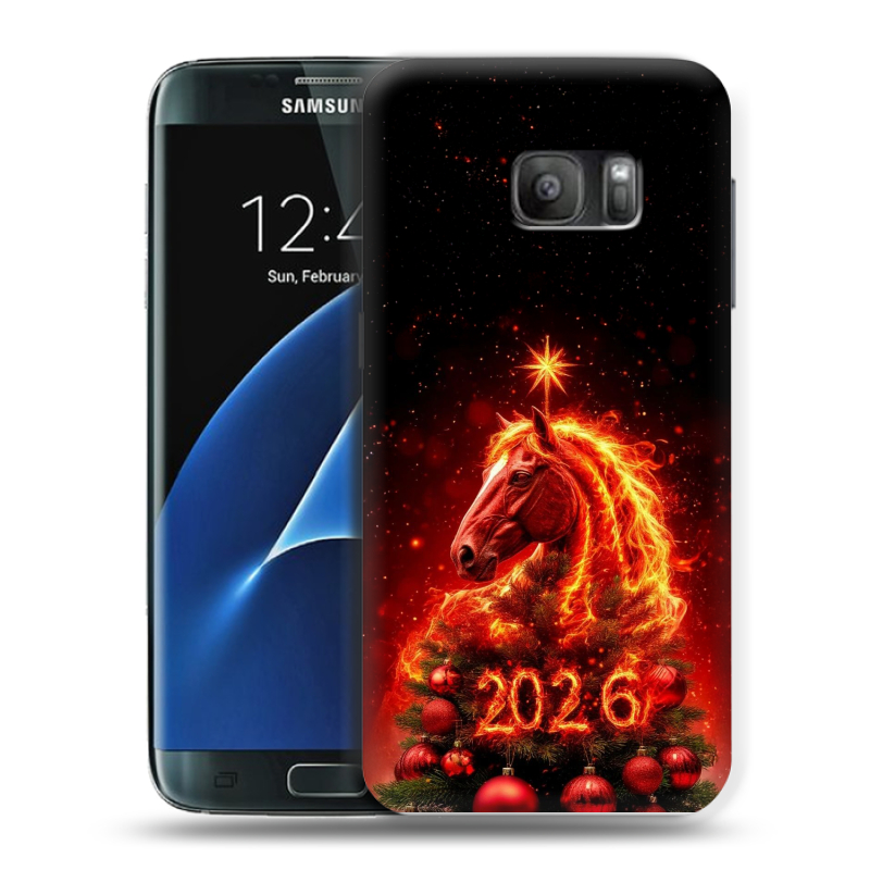 Силиконовый противоударный чехол на Samsung Galaxy S7 с принтом Новый год Силиконовый противоударный чехол на Samsung Galaxy S7 с принтом Новый год
