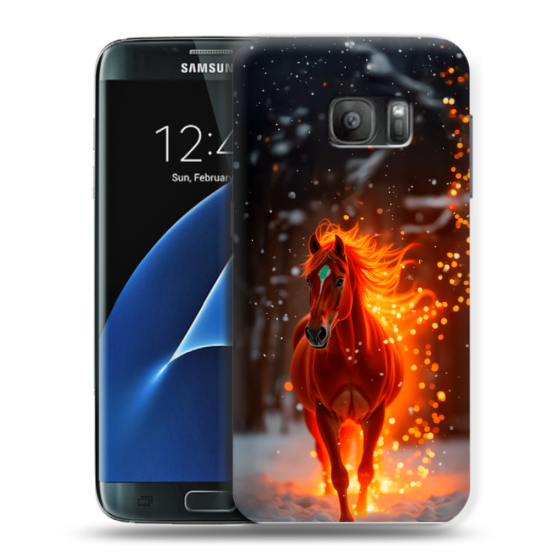 Силиконовый противоударный чехол на Samsung Galaxy S7 с принтом Новый год Силиконовый противоударный чехол на Samsung Galaxy S7 с принтом Новый год