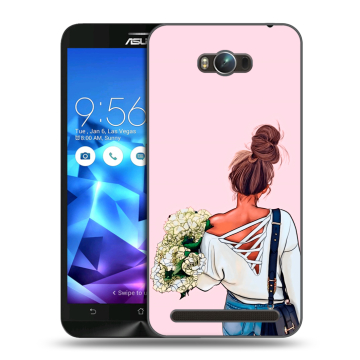 Пластиковый чехол на ASUS ZenFone Max с принтом Девушка и букет Пластиковый чехол на ASUS ZenFone Max с принтом Девушка и букет