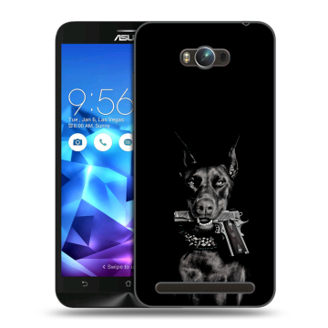 Пластиковый чехол на ASUS ZenFone Max с принтом Доберман и пистолет Пластиковый чехол на ASUS ZenFone Max с принтом Доберман и пистолет